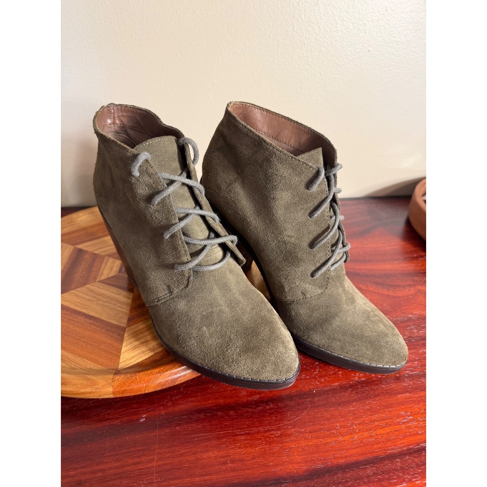 Steve Madden Jayson Olive Green Suede Lace Up Block Heel Ankle Boots Womens 9.5M